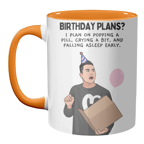 Birthday Plans? Crying And Sleeping Early Funny Introvert Quote - unique mug by Sundiva Designs