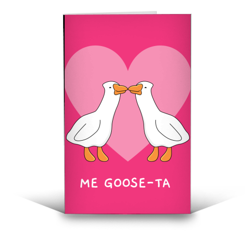Me Goose-ta Funny Goose Couple Pun Quote - funny greeting card by Sundiva Designs