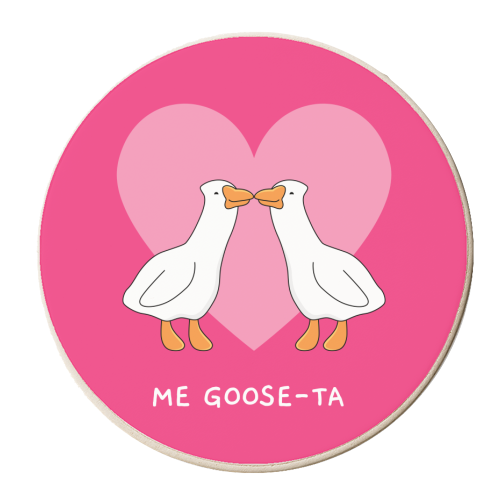 Me Goose-ta Funny Goose Couple Pun Quote - personalised beer coaster by Sundiva Designs