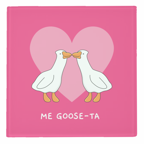 Me Goose-ta Funny Goose Couple Pun Quote - personalised beer coaster by Sundiva Designs