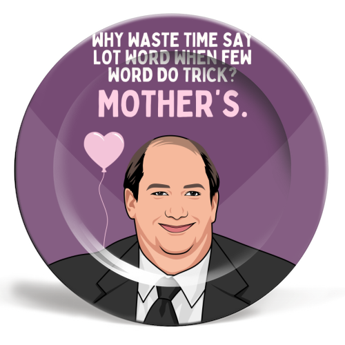 Why Waste Time Say Lot Word Mother's Funny Minimal Quote - ceramic dinner plate by Sundiva Designs