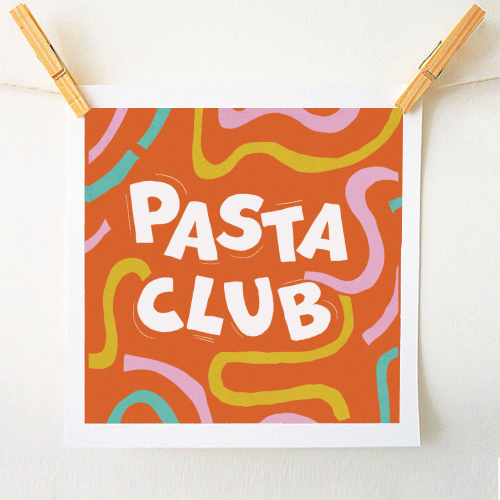 Vibrant Retro Pasta Club Noodle Lover Illustration - A1 - A4 art print by Ania Wieclaw