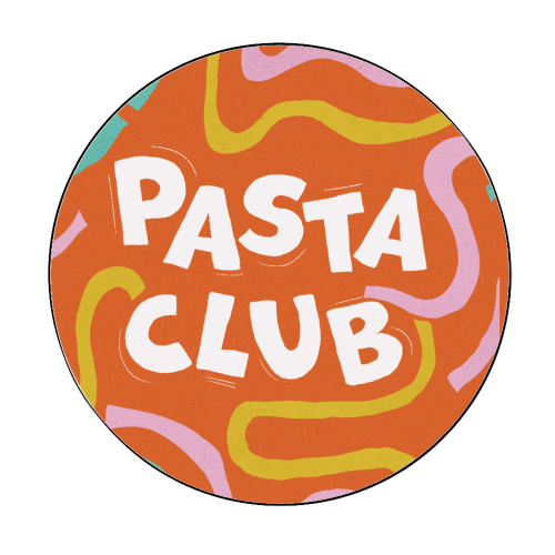 Vibrant Retro Pasta Club Noodle Lover Illustration - Circle Sticker by Ania Wieclaw