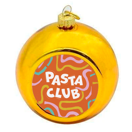 Vibrant Retro Pasta Club Noodle Lover Illustration - colourful christmas bauble by Ania Wieclaw