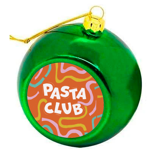 Vibrant Retro Pasta Club Noodle Lover Illustration - colourful christmas bauble by Ania Wieclaw