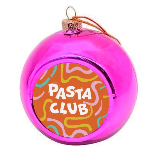 Vibrant Retro Pasta Club Noodle Lover Illustration - colourful christmas bauble by Ania Wieclaw