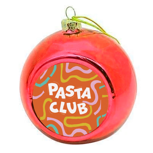 Vibrant Retro Pasta Club Noodle Lover Illustration - colourful christmas bauble by Ania Wieclaw
