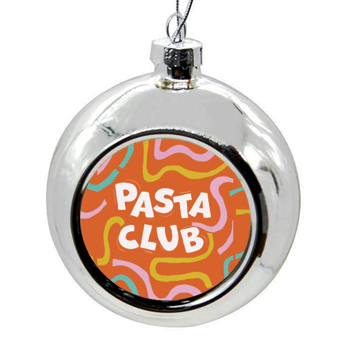 Vibrant Retro Pasta Club Noodle Lover Illustration - colourful christmas bauble by Ania Wieclaw