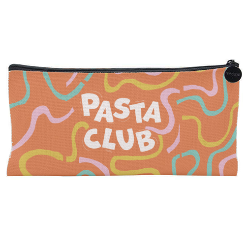 Vibrant Retro Pasta Club Noodle Lover Illustration - flat pencil case by Ania Wieclaw