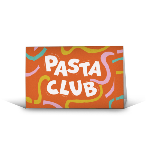 Vibrant Retro Pasta Club Noodle Lover Illustration - funny greeting card by Ania Wieclaw