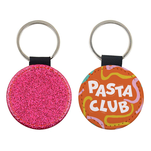 Vibrant Retro Pasta Club Noodle Lover Illustration - keyring by Ania Wieclaw