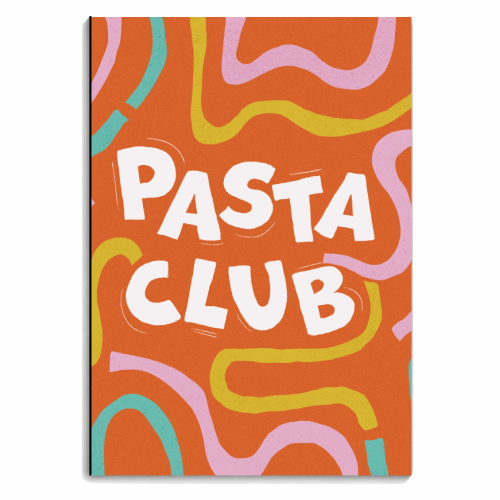 Vibrant Retro Pasta Club Noodle Lover Illustration - personalised A4, A5, A6 notebook by Ania Wieclaw