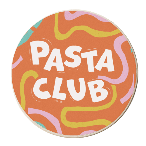 Vibrant Retro Pasta Club Noodle Lover Illustration - personalised beer coaster by Ania Wieclaw