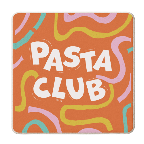 Vibrant Retro Pasta Club Noodle Lover Illustration - personalised beer coaster by Ania Wieclaw