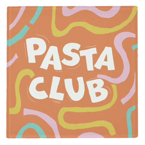 Vibrant Retro Pasta Club Noodle Lover Illustration - personalised beer coaster by Ania Wieclaw
