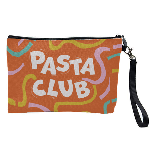 Vibrant Retro Pasta Club Noodle Lover Illustration - pretty makeup bag by Ania Wieclaw