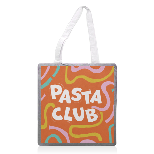 Vibrant Retro Pasta Club Noodle Lover Illustration - printed canvas tote bag by Ania Wieclaw