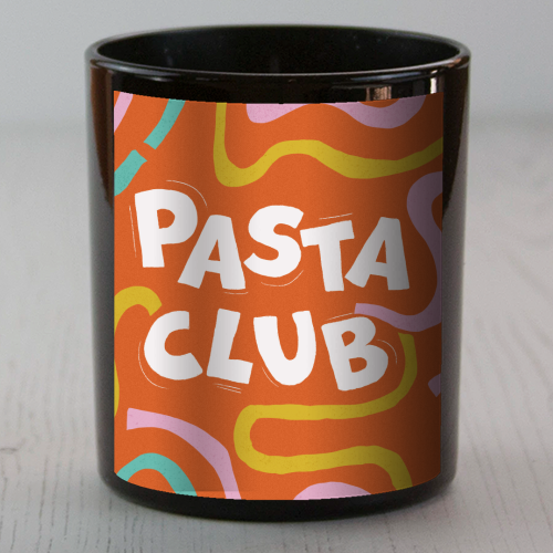 Vibrant Retro Pasta Club Noodle Lover Illustration - scented candle by Ania Wieclaw