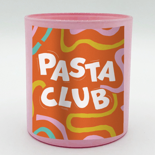 Vibrant Retro Pasta Club Noodle Lover Illustration - scented candle by Ania Wieclaw