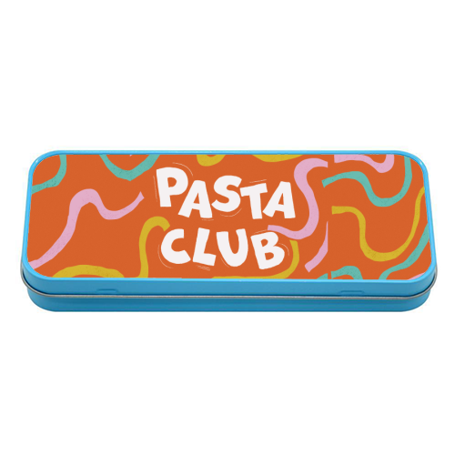 Vibrant Retro Pasta Club Noodle Lover Illustration - tin pencil case by Ania Wieclaw