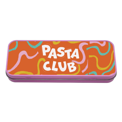 Vibrant Retro Pasta Club Noodle Lover Illustration - tin pencil case by Ania Wieclaw