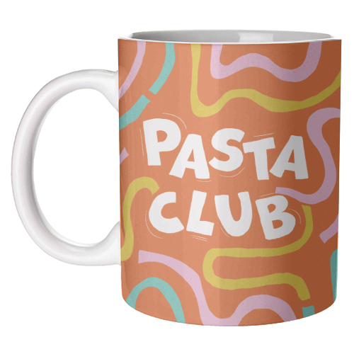 Vibrant Retro Pasta Club Noodle Lover Illustration - unique mug by Ania Wieclaw