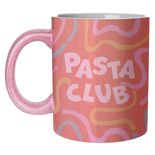 Vibrant Retro Pasta Club Noodle Lover Illustration - unique mug by Ania Wieclaw