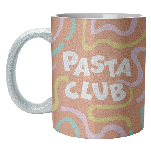 Vibrant Retro Pasta Club Noodle Lover Illustration - unique mug by Ania Wieclaw