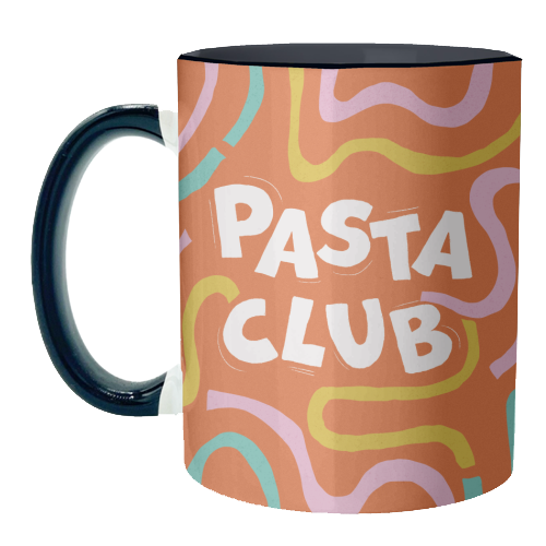 Vibrant Retro Pasta Club Noodle Lover Illustration - unique mug by Ania Wieclaw