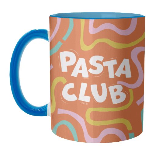 Vibrant Retro Pasta Club Noodle Lover Illustration - unique mug by Ania Wieclaw