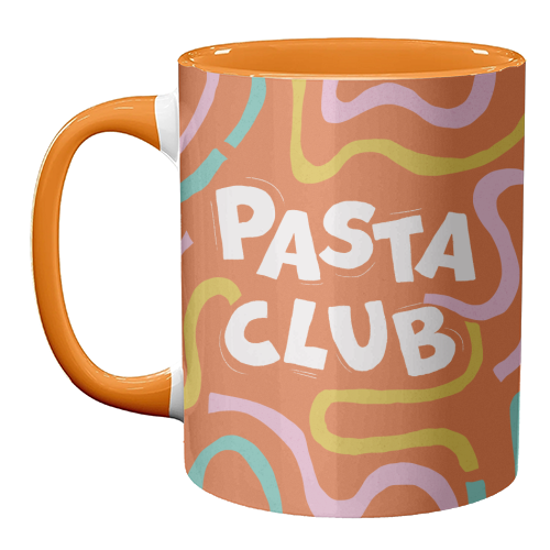 Vibrant Retro Pasta Club Noodle Lover Illustration - unique mug by Ania Wieclaw