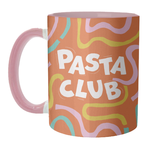 Vibrant Retro Pasta Club Noodle Lover Illustration - unique mug by Ania Wieclaw