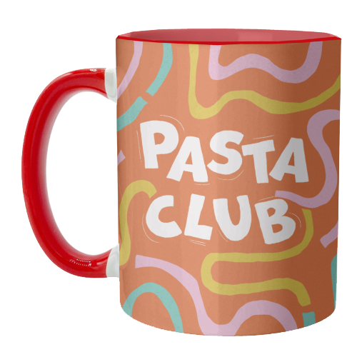 Vibrant Retro Pasta Club Noodle Lover Illustration - unique mug by Ania Wieclaw