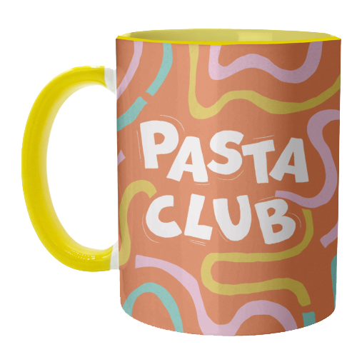 Vibrant Retro Pasta Club Noodle Lover Illustration - unique mug by Ania Wieclaw