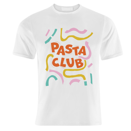 Vibrant Retro Pasta Club Noodle Lover Illustration - unique t shirt by Ania Wieclaw