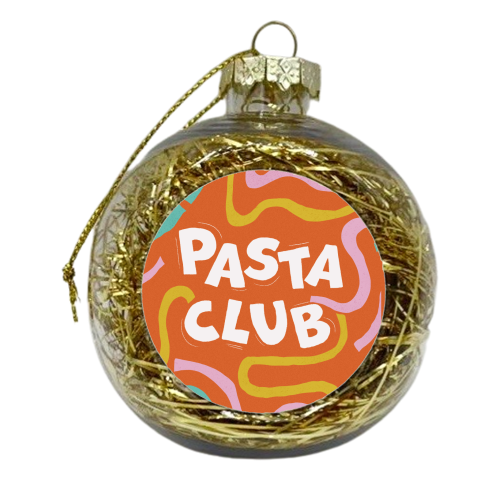 Vibrant Retro Pasta Club Noodle Lover Illustration - xmas bauble by Ania Wieclaw