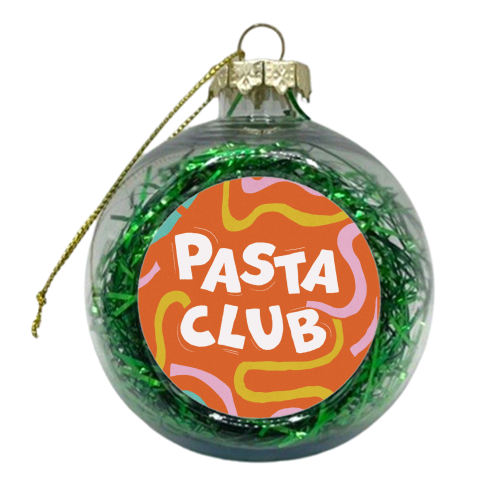 Vibrant Retro Pasta Club Noodle Lover Illustration - xmas bauble by Ania Wieclaw