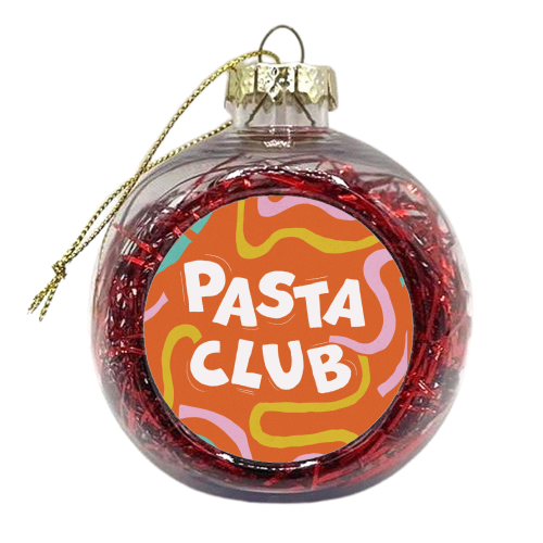 Vibrant Retro Pasta Club Noodle Lover Illustration - xmas bauble by Ania Wieclaw
