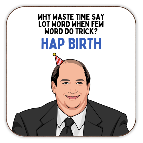 Few Word Do Trick Hap Birth Funny Minimal Birthday - personalised beer coaster by Sundiva Designs