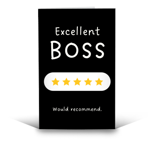 Excellent Boss Would Recommend Five Star Funny Quote - funny greeting card by Sundiva Designs