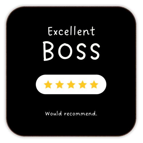 Excellent Boss Would Recommend Five Star Funny Quote - personalised beer coaster by Sundiva Designs