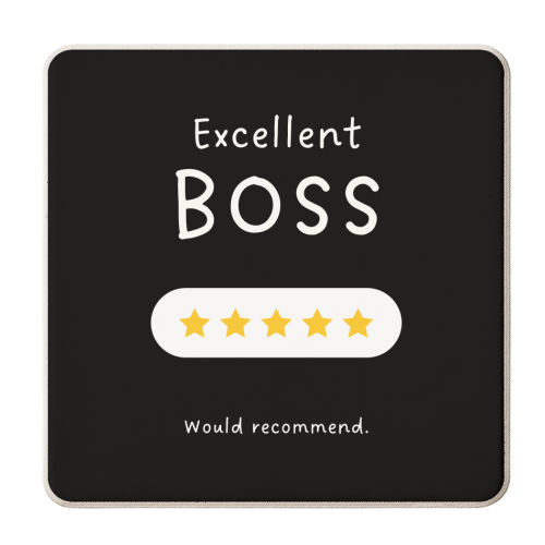 Excellent Boss Would Recommend Five Star Funny Quote - personalised beer coaster by Sundiva Designs