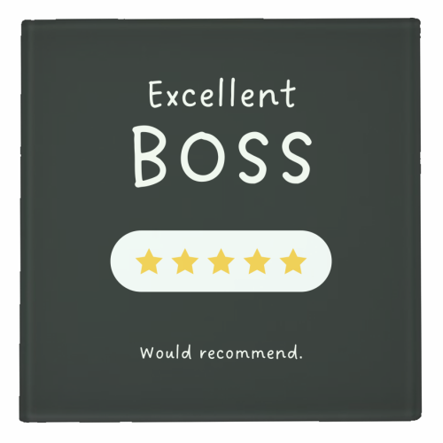 Excellent Boss Would Recommend Five Star Funny Quote - personalised beer coaster by Sundiva Designs