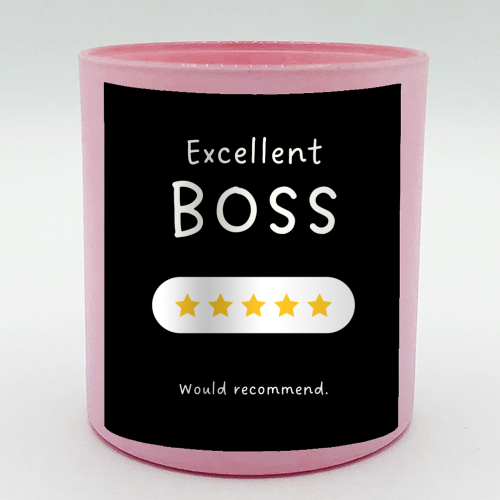 Excellent Boss Would Recommend Five Star Funny Quote - scented candle by Sundiva Designs