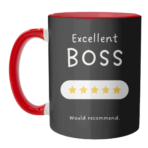 Excellent Boss Would Recommend Five Star Funny Quote - unique mug by Sundiva Designs
