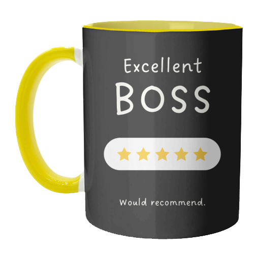 Excellent Boss Would Recommend Five Star Funny Quote - unique mug by Sundiva Designs
