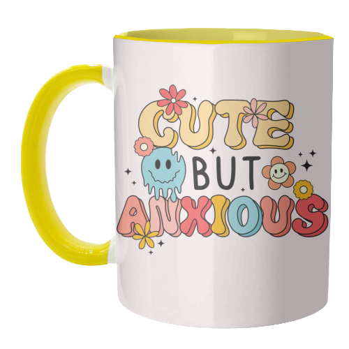 Cute But Anxious Mental Health Funny Quote - unique mug by Sundiva Designs