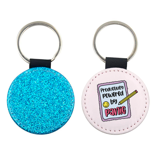 Productivity Powered By Panic Funny Student Life Quote - keyring by Sundiva Designs
