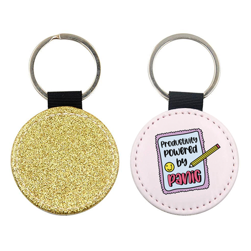 Productivity Powered By Panic Funny Student Life Quote - keyring by Sundiva Designs