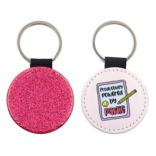 Productivity Powered By Panic Funny Student Life Quote - keyring by Sundiva Designs
